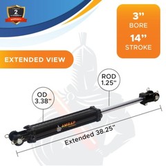 3×14 Hydraulic Cylinder 3″ Bore 14″ Stroke Double Acting Tie-Rod Cylinder