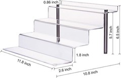 Clear Acrylic Riser Stand 4 Tier Pop Figure Display – 2 Pack