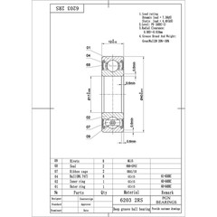 6203-2RS C3 EMQ Premium Rubber Sealed Ball Bearing, 17x40x12, 6203RS (10 QTY)