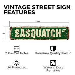 SASQUATCH Vintage Style Street Sign Metal Plastic bigfoot ape like animal