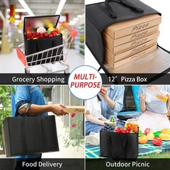 CIVJET 1-Pack Insulated Reusable Grocery Bags, 16 x 13 x 9 inches, Black