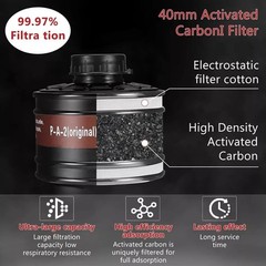 Full Face Respirator Gas Mask w/ Filters -2PCS 40mm Activated Carbon Filter 6800