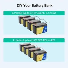 12V 100Ah LiFePO4 Lithium Battery Cycle Deep Built-in BMS for Solar RV Off-grid