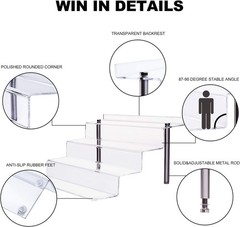 Clear Acrylic Riser Stand 4 Tier Pop Figure Display – 2 Pack