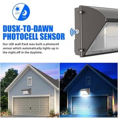 2Pack 120W Led Wall Pack Light Dusk to Dawn Commercial Outdoor Security Lighting