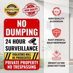 1PC No Dumping Sign Private Property Sign, 13 X 9 Inches – Aluminum – No Illegal
