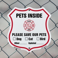 Pets Inside Shield Sign Alert Please Save Our Pets Shield Shaped Sign