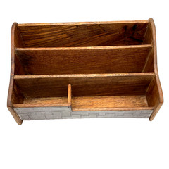 Wooden Handcrafted Three Tier, Four Dividers Desk, Mail, Letter Organizer India
