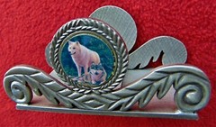 PEWTER BUSINESS CARD HOLDER ~ GLENICE WILDLIFE ART «WOLVES» PHOTO ~ COST $50.00