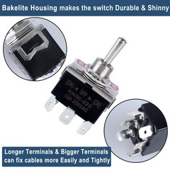 Momentary 6Pin Toggle Switch 30A 12VDC/ 20A 120VAC ON/Off/ON 3 Positions Elec…