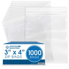 – 3” X 4” (1000 Count) 2 Mil Clear Reclosable Zip Plastic Poly Bags with Rese…