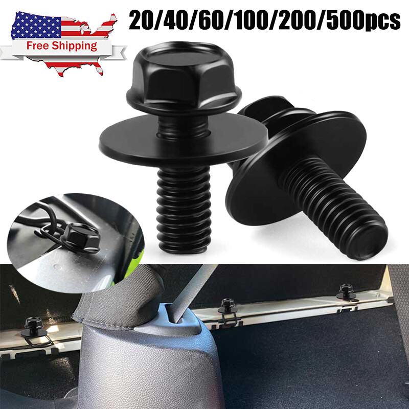 Car Body Bolts Screw Fastener Fender M6-1.0x 16mm Long-10mm Hex-17mm Washer NEW