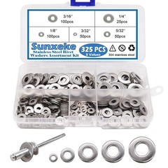 Sunxeke 325pcs Stainless Steel Washers for Blind Pop 0.25 inches, Silver