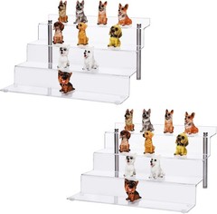 Clear Acrylic Riser Stand 4 Tier Pop Figure Display – 2 Pack