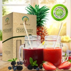 Naturalik 1000 Pack Multicolor Extra Durable Paper Straws Biodegradable –