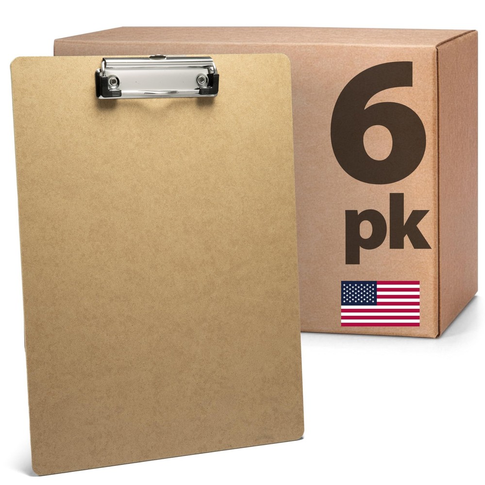 Recycled Wood Clipboards, Low Profile Clip, 6 Pack Clipboards, Letter Size (9…
