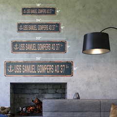 USS SAMUEL GOMPERS AD 37 Vintage Street Sign us navy ship veteran sailor rustic
