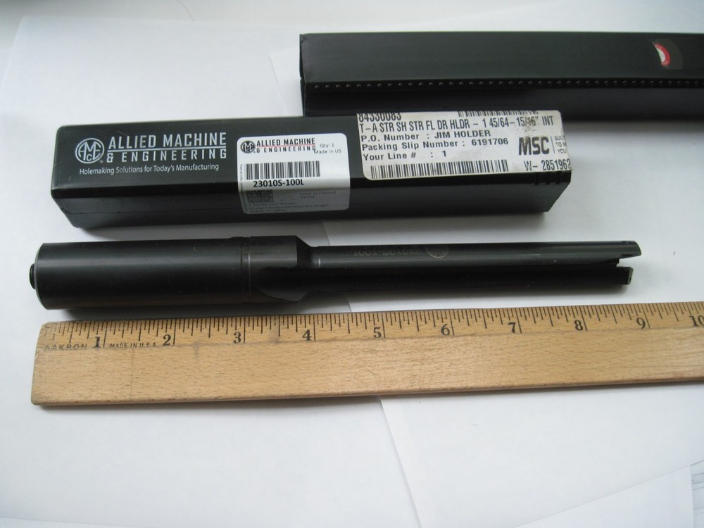 .7031″-.9375″ Indexable Spade Drill, 1″ Shank, Coolant, Allied AMEC 23010S-100L