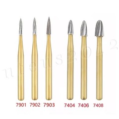 10*Tungsten Carbide Gold Burs Trimming Finishing FG7901 /7902/ 7406 /7408 Dental