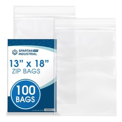 – 13″ X 18″ (100 Count) 2 Mil Clear Reclosable Zip Plastic Poly Bags with Res…