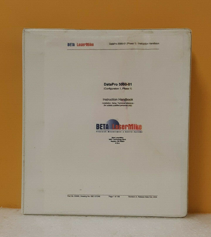 BETA LaserMike 93085 DataPro 5000-01 Instruction Handbook