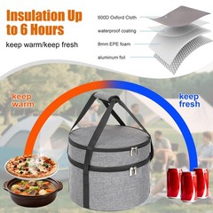 Wakaye Insulated Casserole Carrier for Hot or Cold Food, 9×13 Inches, Gray