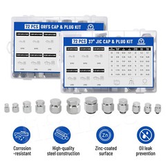 144 in 1 JIC and ORFS Hydraulic Cap and Plug Hose Tube and Pipe Cap and Plug Kit