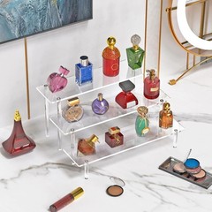 3 Tier Acrylic Display Risers Large Perfume Organizer Stand, Clear Cupcake Stand