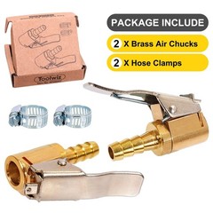 Toolwiz Lock on Air Chuck Inflate Locking with 0.25 inches, 1/4 inch-2 Pack