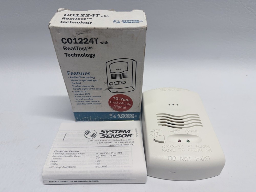 NEW System Sensor CO1224T RealTest Technology Detector EXPIRATION 10/2027