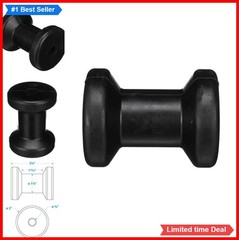 Molded Spool Roller w Plastic Sleeve 3×4.25 Inch Black Rubber Boat Trailer Guide