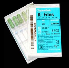 Kerr Sybron Endo Dental 25mm Stainless Steel K-files 6-file per box (all sizes)