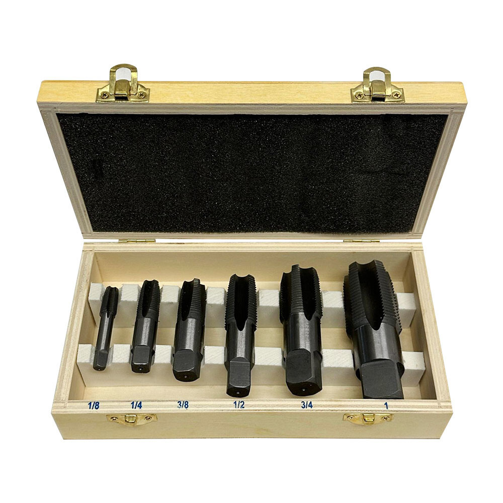 6 Pc Carbon Steel NPT Pipe Tap Set 1/8″,1/4″,3/8″,1/2″,3/4″,1″ Size Threader Set