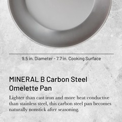 de Buyer MINERAL B Carbon Steel Omelette Pan – 9.5” Diameter, 7.7” C