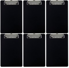 Trade Quest Memo Clipboard 6» x 9» Low Profile Clip Plastic (6-Pack) Black
