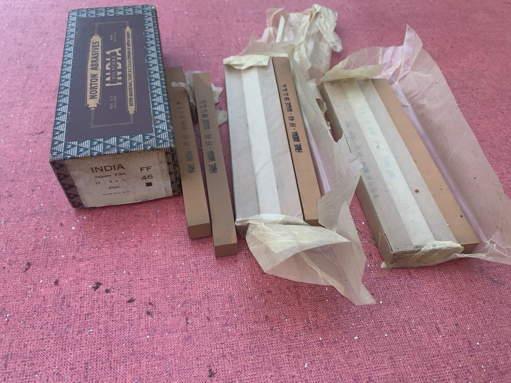 Excellent NOS 10 Pc Lot 1/2“ X 6” USA India Stones Square Shape Fine 46