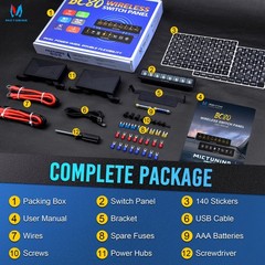 MICTUNING Wireless On/Off Switch Panel Toggle Circuit Relay Control System Box