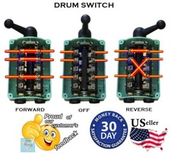 Drum Switch Forward Off Reverse Motor Control RainProof 60A Machinery Control