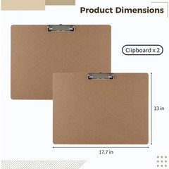 2PCS Extra Large A3 Horizontal Clipboard, 13» x 17» Wooden Low Profile Clip