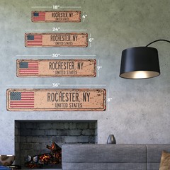 ROCHESTER NY UNITED STATES Vintage Street Sign American flag city country rustic