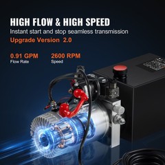 Uimoso Hydraulic Pump 8 Quart Double Acting Power Unit for Dump Trailer, DC 12V