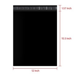 100 Black 12×15.5 Inches Polymailer Plastic Shipping Mailing Envelopes Bag