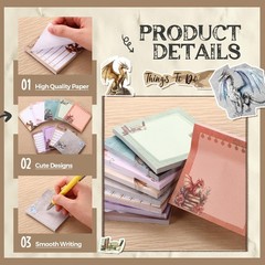 Saypacck 9 Pads Dragon Sticky Notes 3×3 Inch Cute Self Stick Notepads Notes Adhe