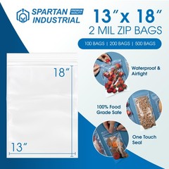 – 13″ X 18″ (100 Count) 2 Mil Clear Reclosable Zip Plastic Poly Bags with Res…