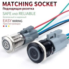 16mm 12V LED ON OFF Waterproof Stainless Steel Latching Push Button Power Switch