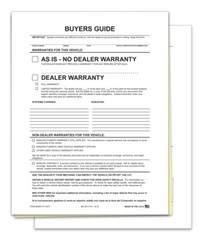 2 PART BUYERS GUIDE FORM FILE COPY NO TAPE AS IS WARRANTY 100 PER PACK CAR LOT