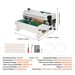 VEVOR Continuous Bag Band Sealing Machine Horizontal Band Sealer Carbon Steel