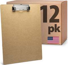 Recycled Wood Clipboards, Low Profile Clip, 12 Pack Clipboards