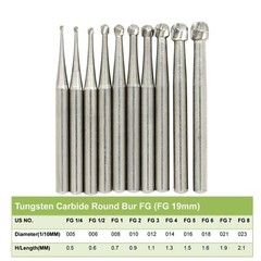 Wave Dental Carbide Burs High Speed Friction Grip 19mm Surgical FGOS FG 25mm