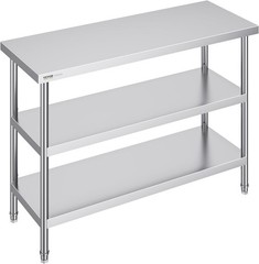 Stainless Steel Food Prep Table, 18 x 48 x 34 Inch Commercial Kitchen Worktab…